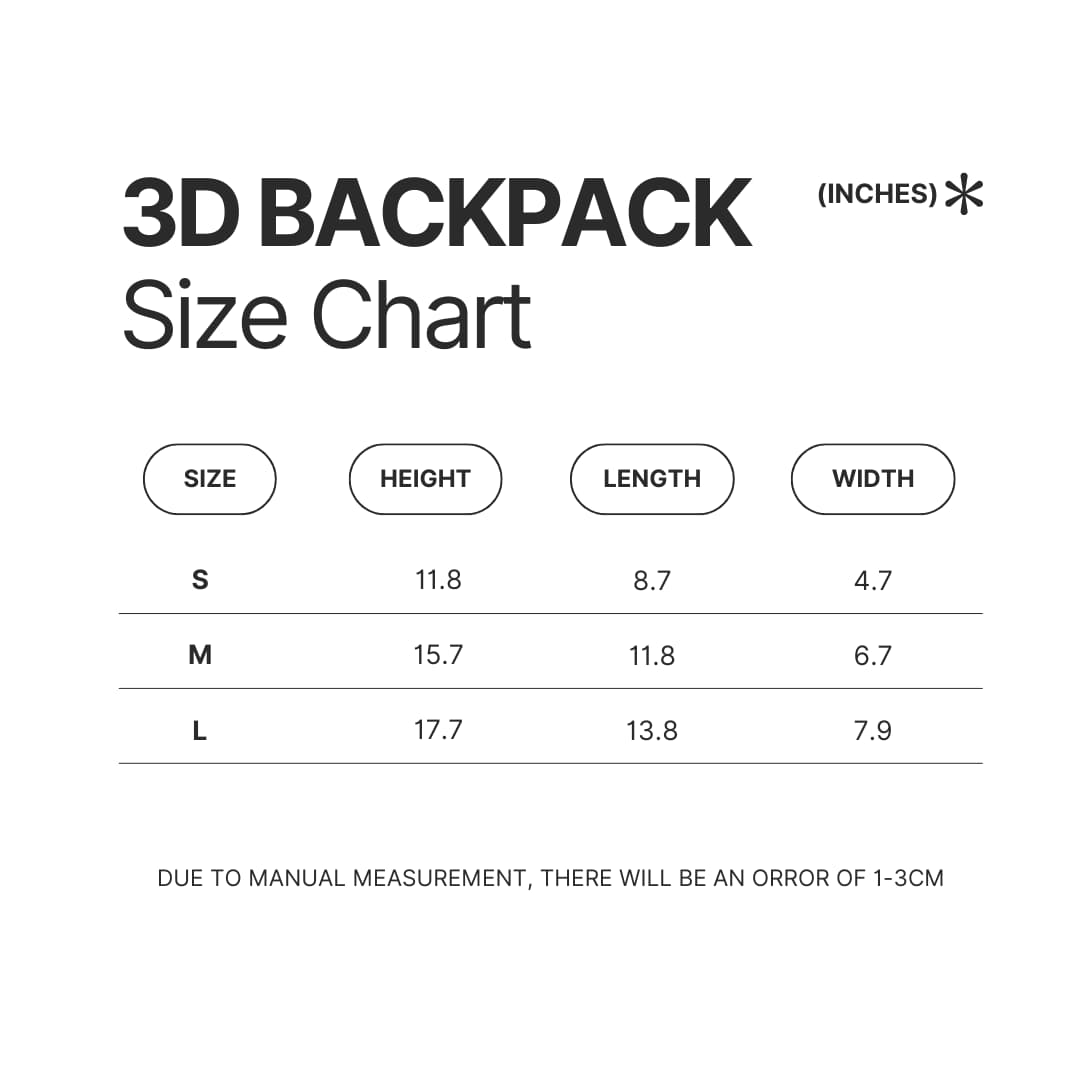 3D Backpack Size Chart - Genshin Impact UK Store