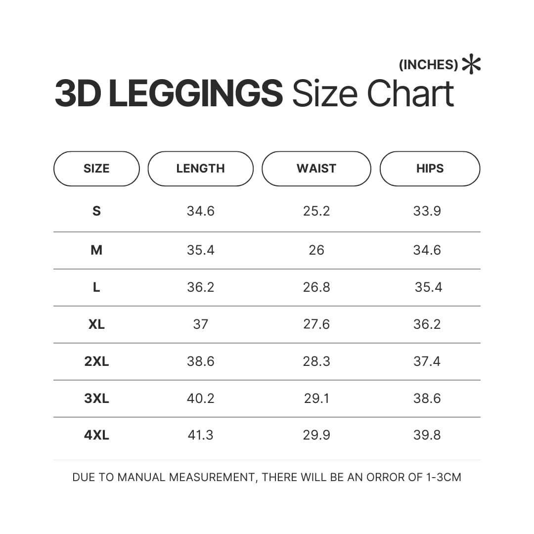 Leggings Size Chart - Genshin Impact UK Store