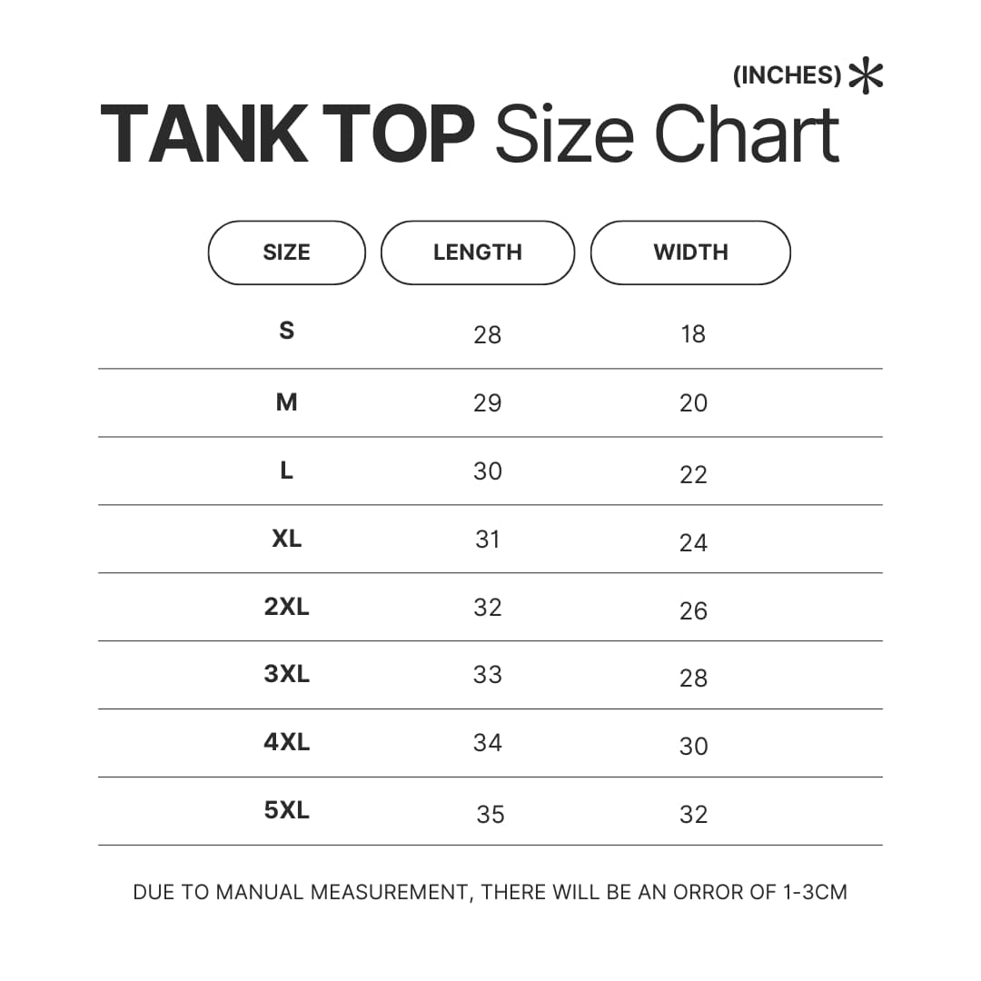 Tank Top Size Chart - Genshin Impact UK Store
