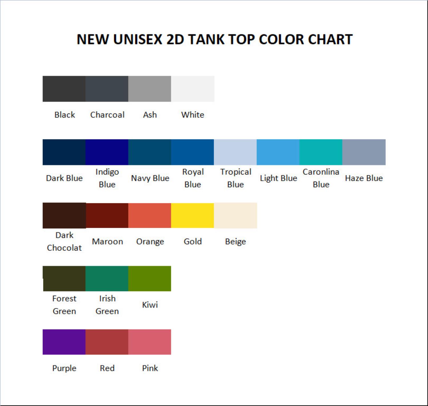 tank top color chart - Genshin Impact UK Store