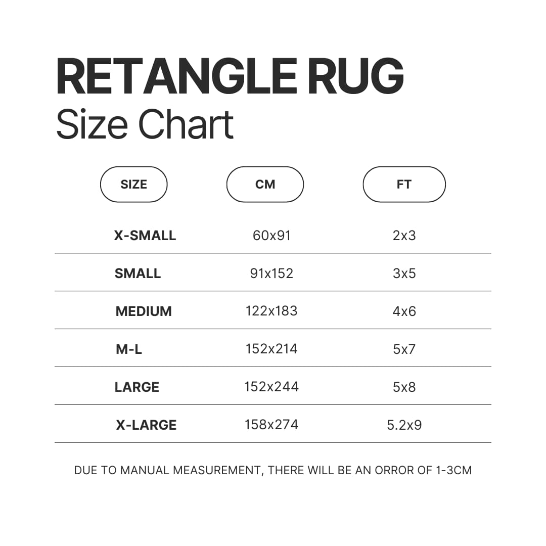 Retangle Rug Size Chart - Genshin Impact UK Store