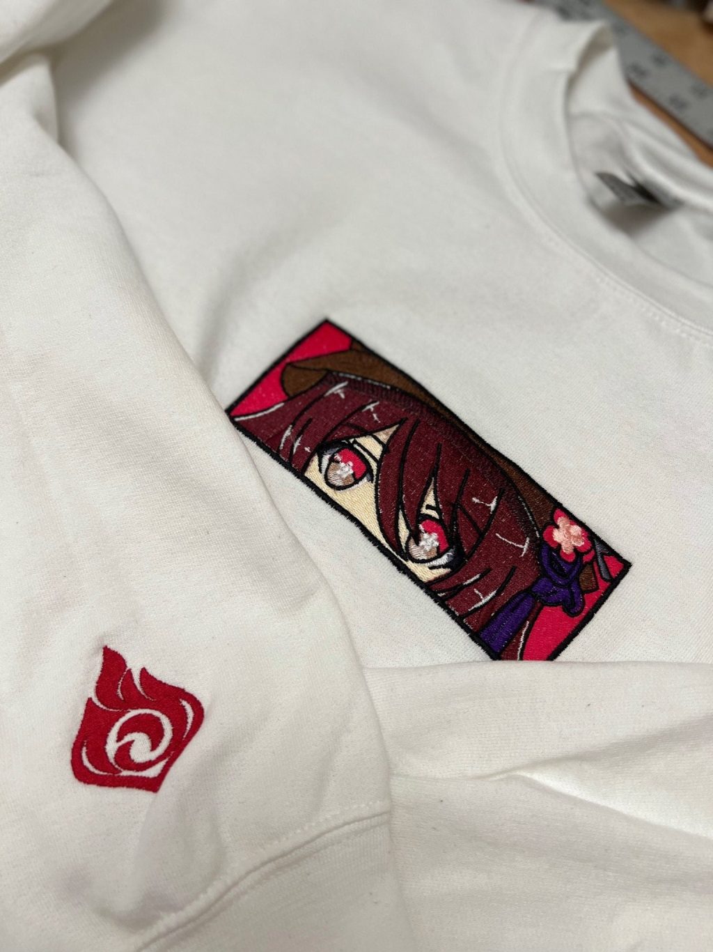 Genshin Impact Hu Tao Face Boxed Embroidered Clothing